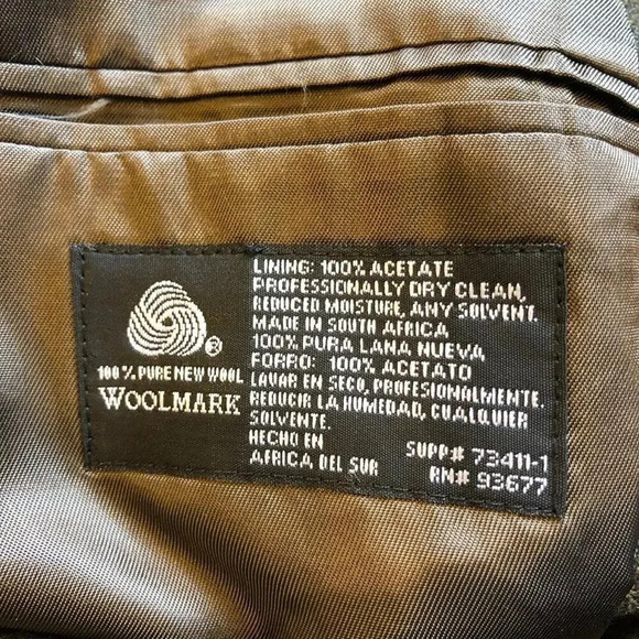 100% Wool Stafford Men Gray Strip Suit Blazer Jacket Size 44S Pocket - Picture 3 of 9